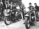 Syn Andrzeja Oleszczuka na rodzinnym Harley-Davidson-ie (JD 1200 z 1926-28) na Zlocie w Olsztynie w 1976 r. - 1-start do "wolnej jazdy".